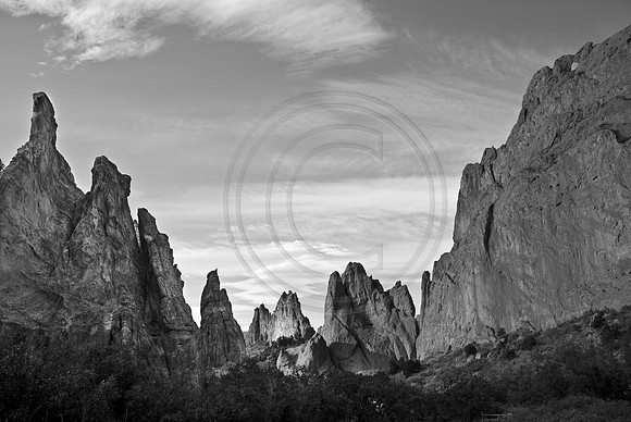 Garden of the Gods under thin clouds, Colorado Springs