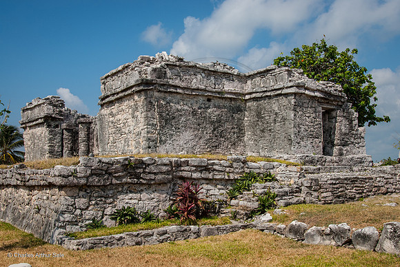 Wall and stairs of Casa del Chultún, Maya ruins at Tulum