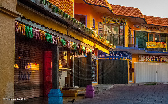 Closed shops in early morning, San Miguel de Cozumel, Quintana Roo