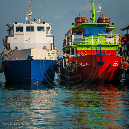 Two boats in harbor at San Miguel de Cozumel, Quintana Roo