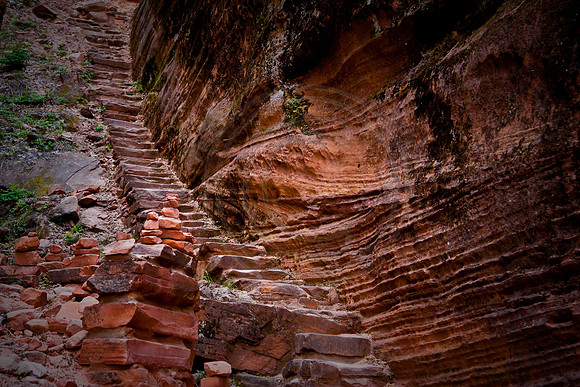 Stairs and strata, Hidden Canyon, Zion National Park